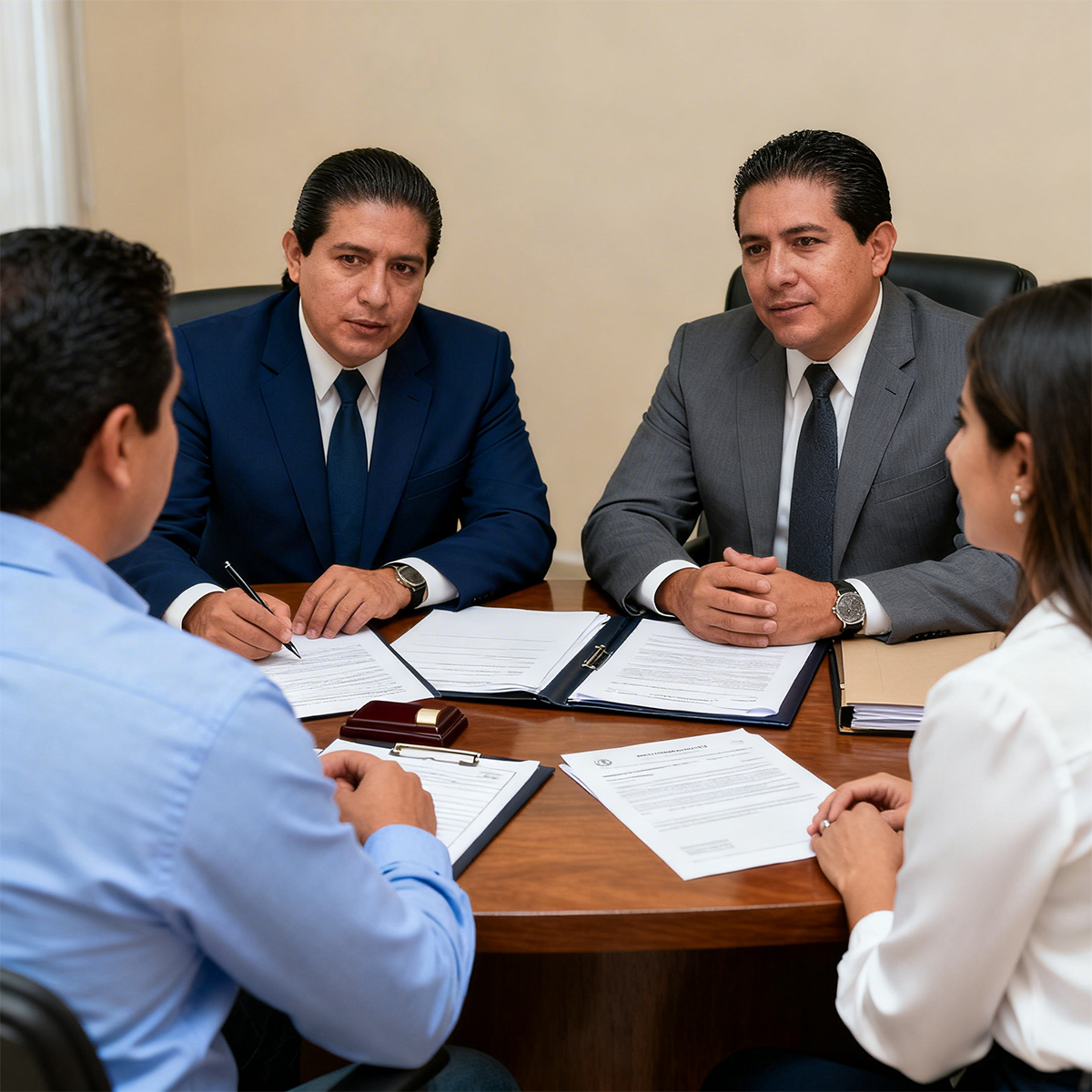 Personas firmando documentos